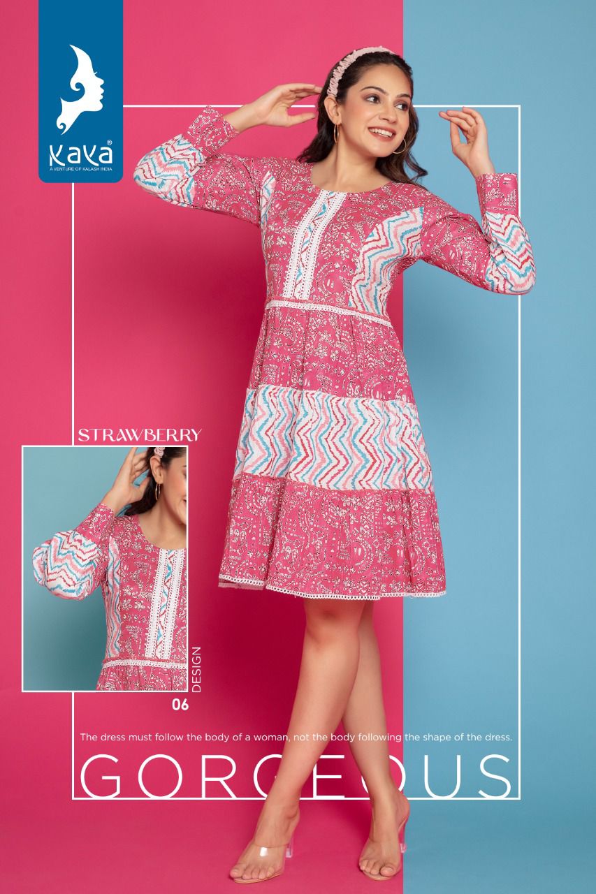 Kaya Strawberry Classic Cotton Printed Party Wear Western Kurti Collection